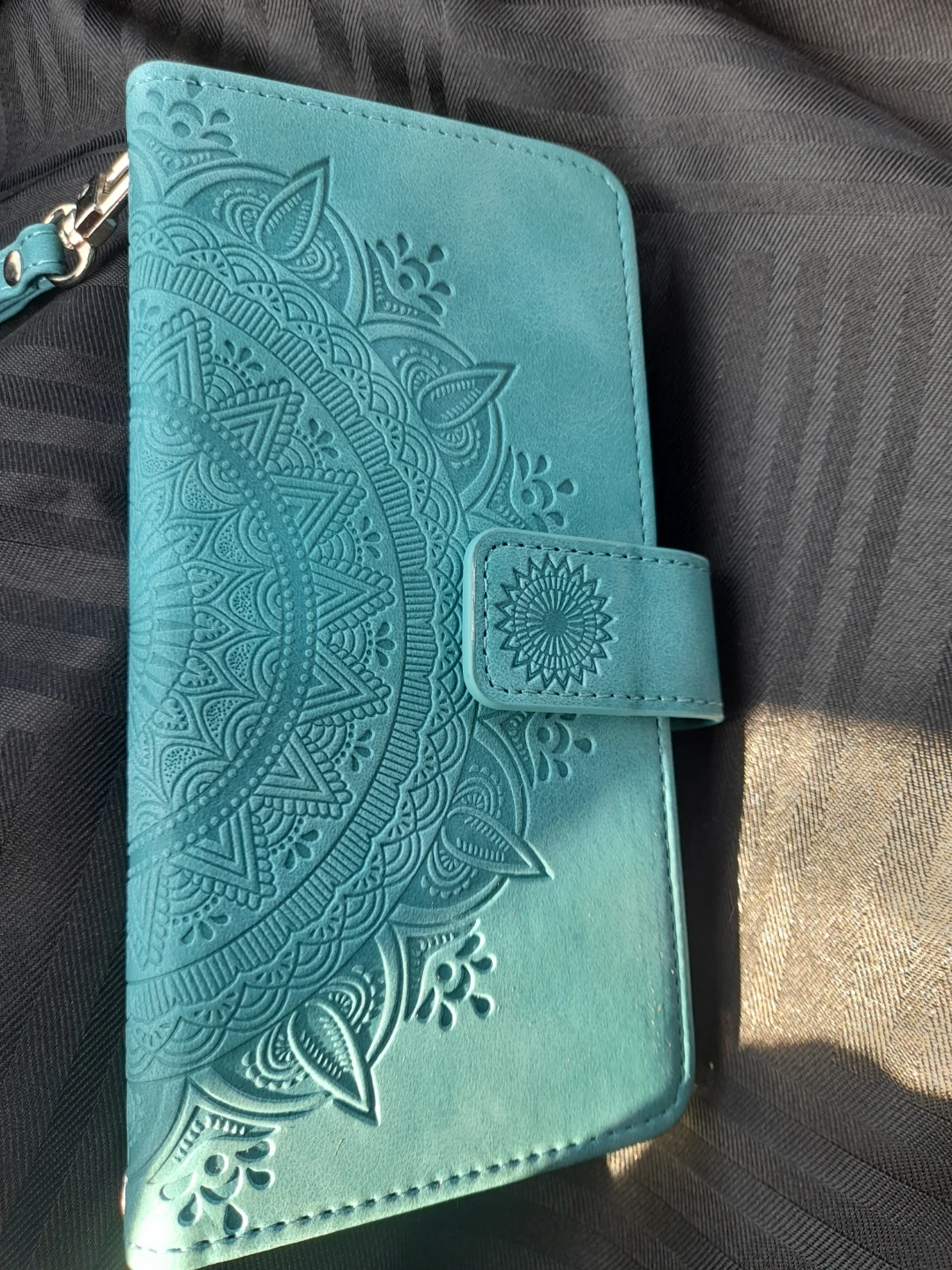 Teal Mandala Wallet Phone 13 Case with Wrist Strap - photo 3