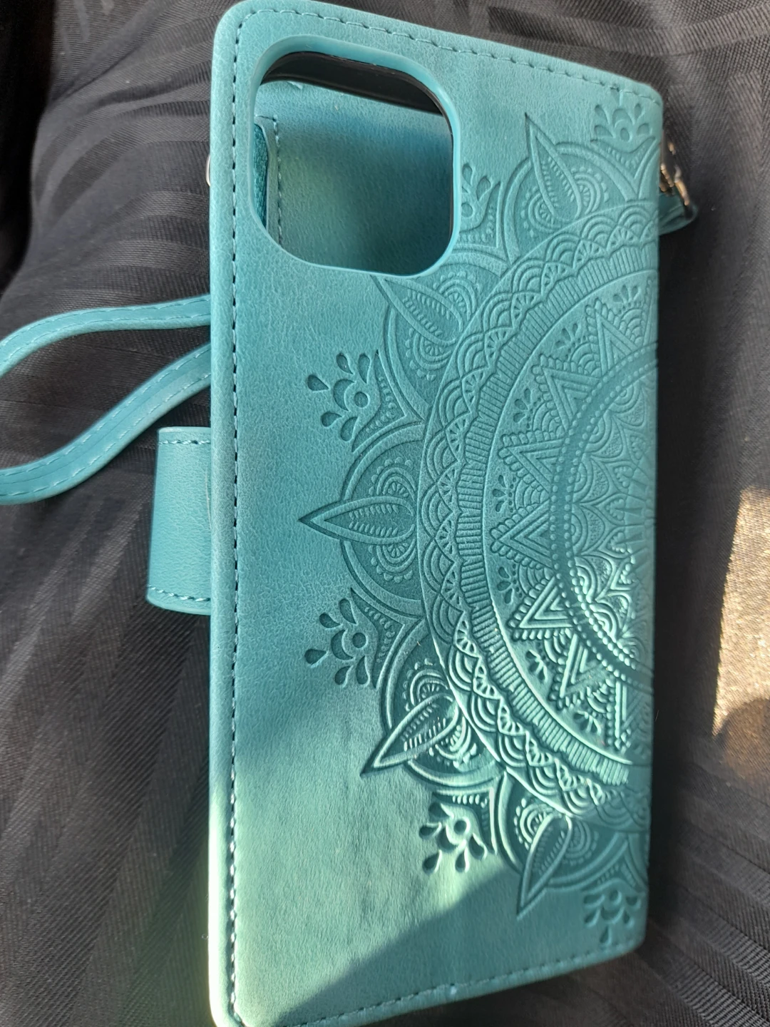 Teal Mandala Wallet Phone 13 Case with Wrist Strap - photo 4