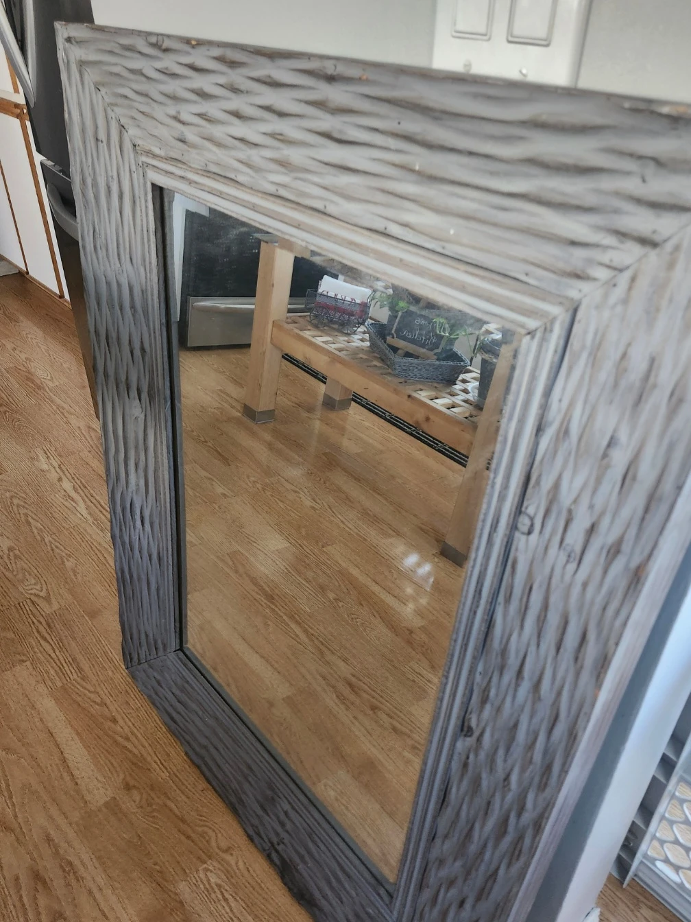 Large Solid Wood Rustic Grey Mirror - photo 4
