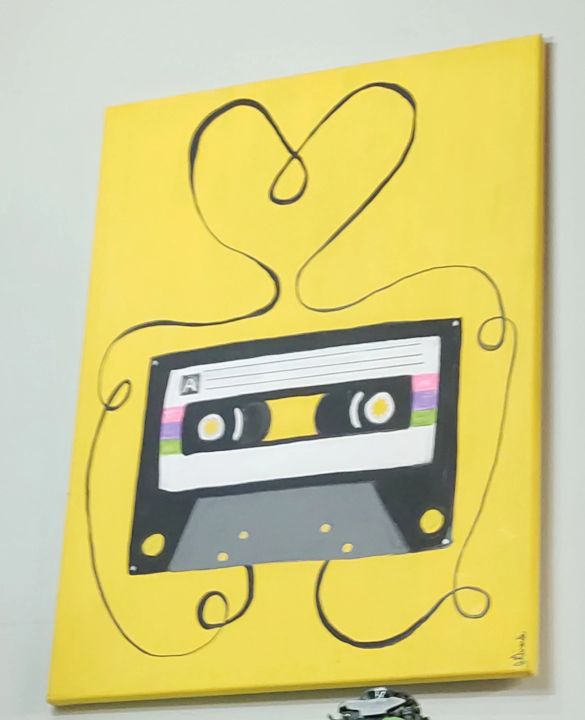 Yellow Cassette Tape Art Canvas