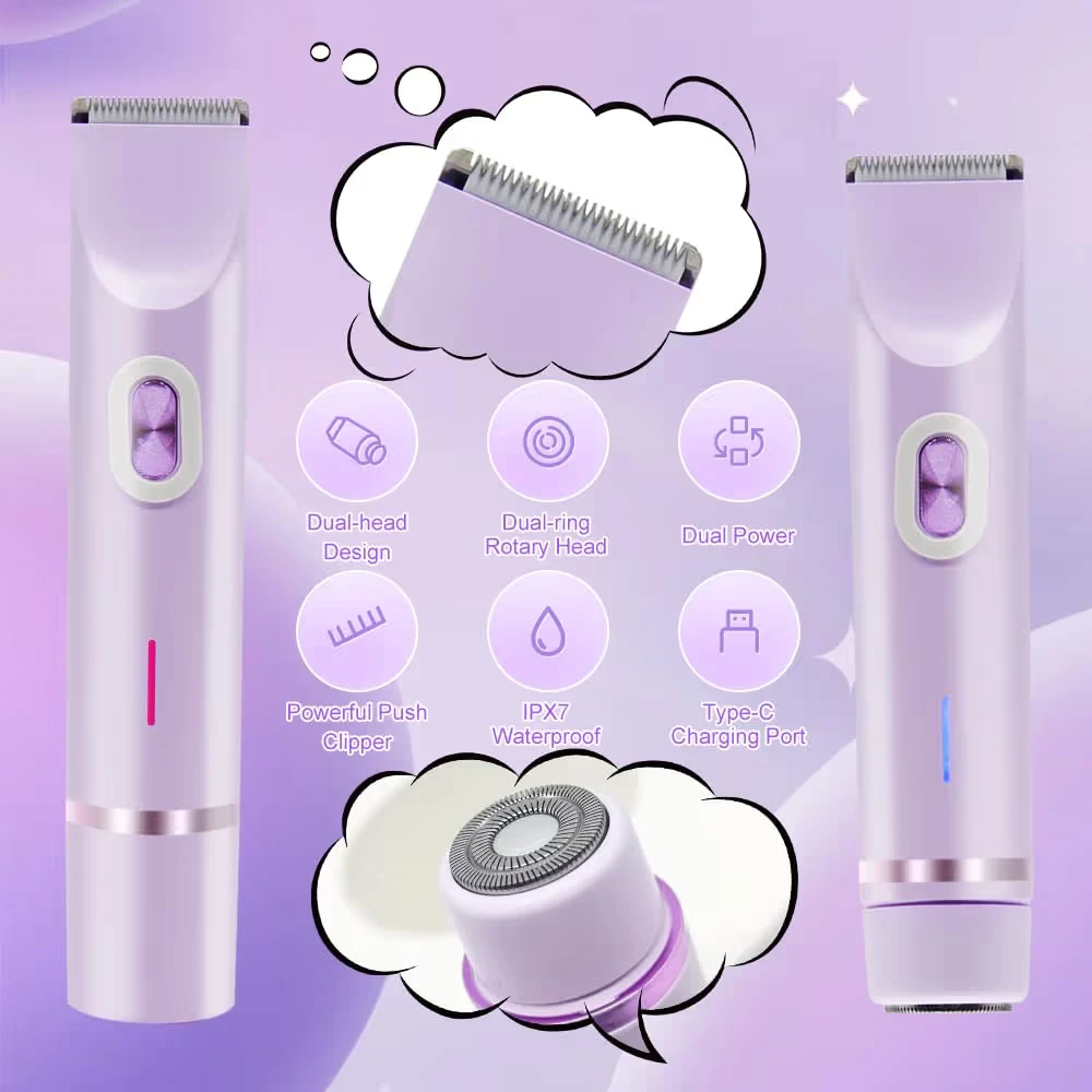 Rechargeable Electric Hair Remover for Women - Purple - photo 2