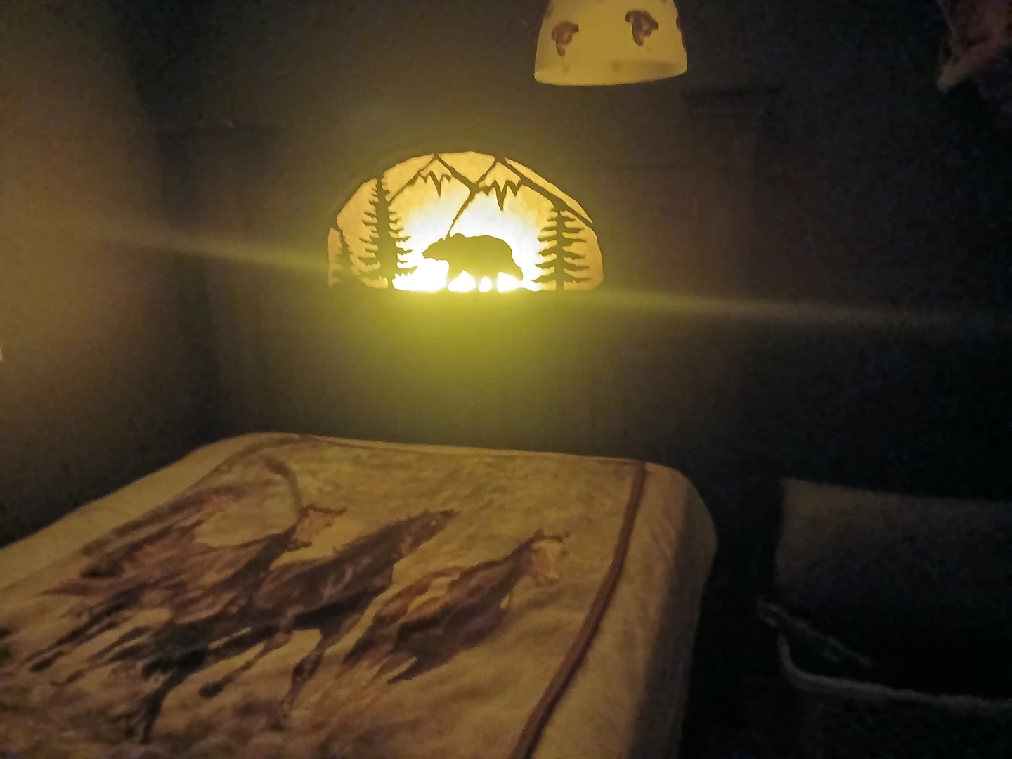 Rustic Wooden Bed Frame with Bear and Mountain Headboard - photo 2