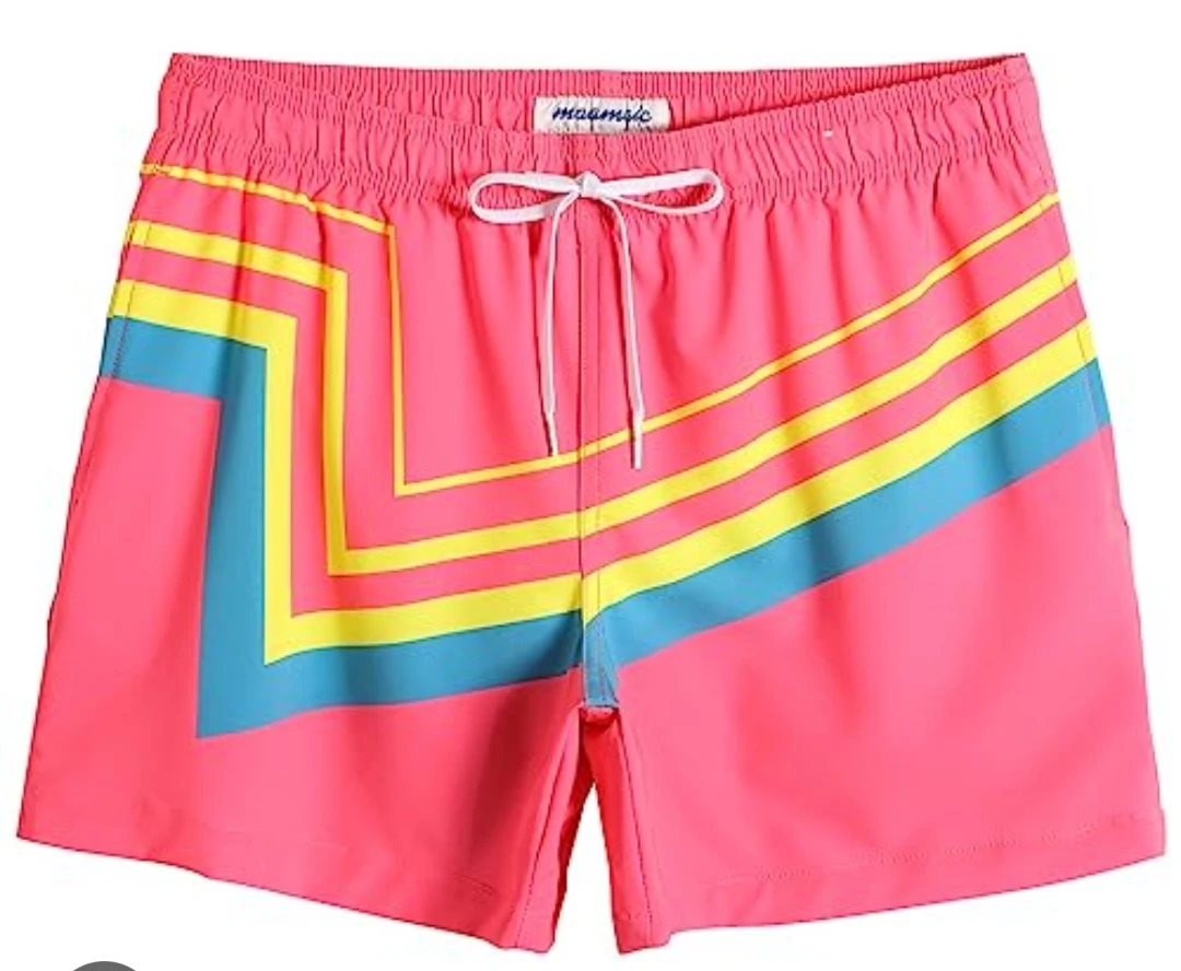 New Large-Maamgic Swim Trunks Men's Medium Neon Pink Striped - photo 3