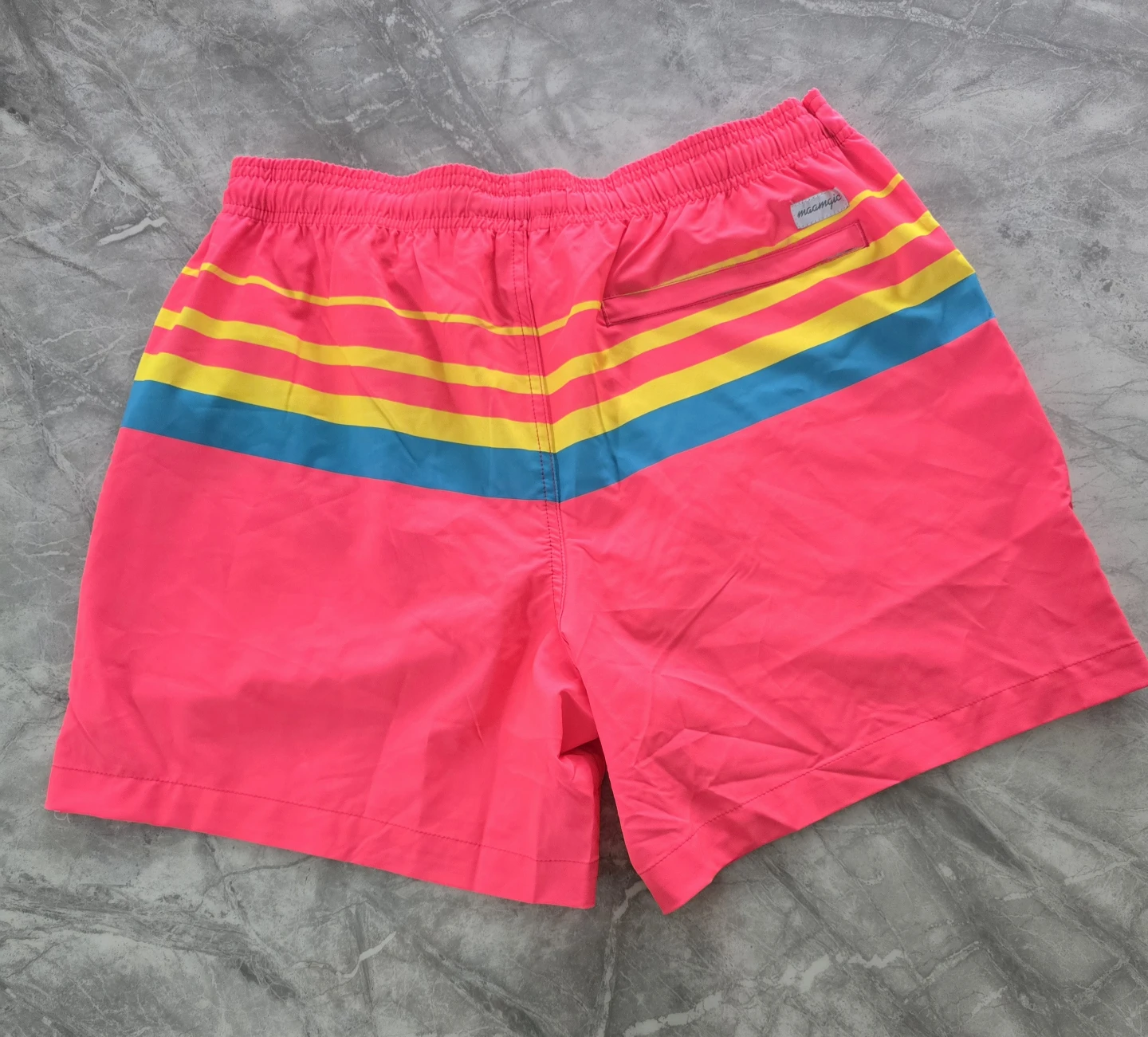 New Large-Maamgic Swim Trunks Men's Medium Neon Pink Striped - photo 5