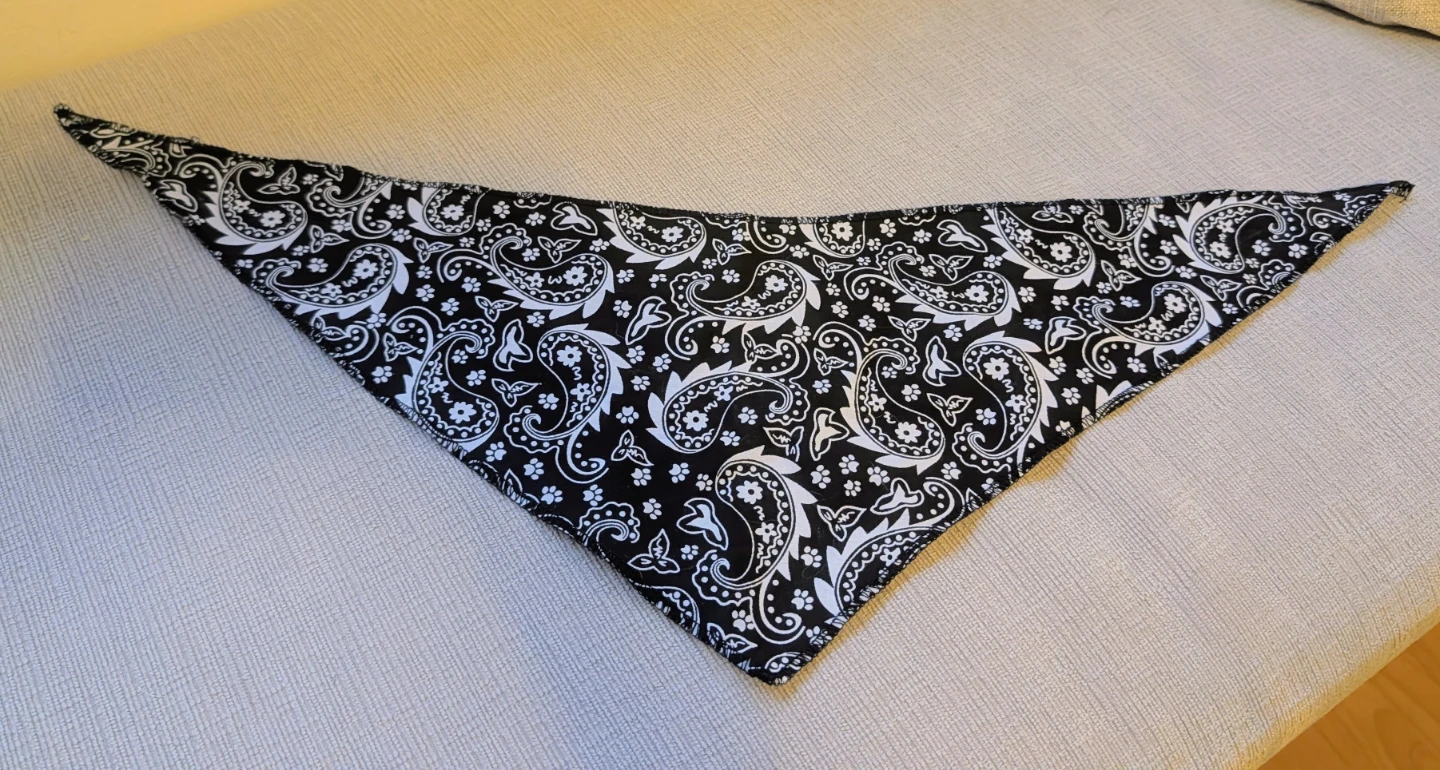 Brand New Black and White Paisley Dog Bandana