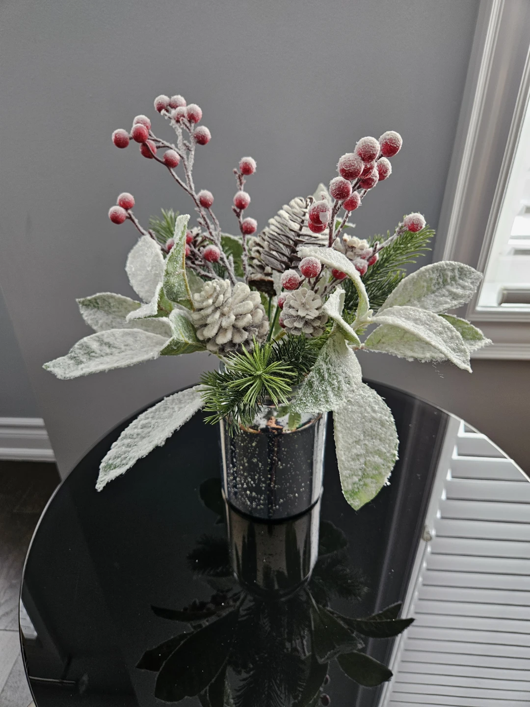 Artificial Flocked Winter Arrangement