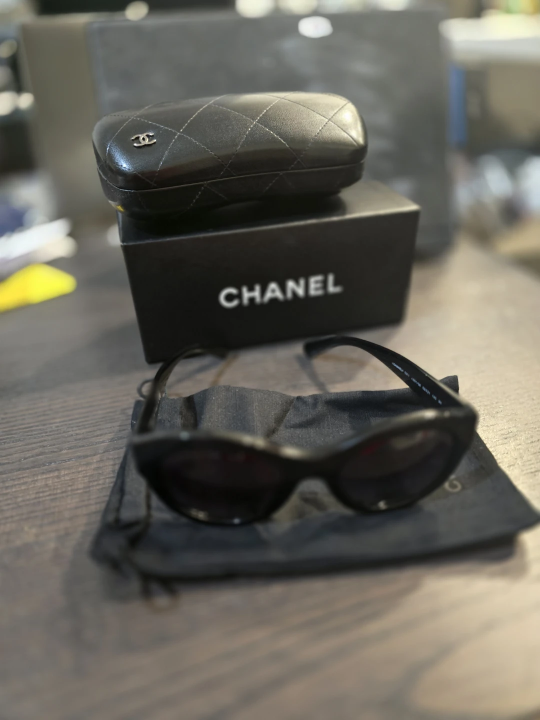 Chanel Sunglasses Cat Eye Black 5371