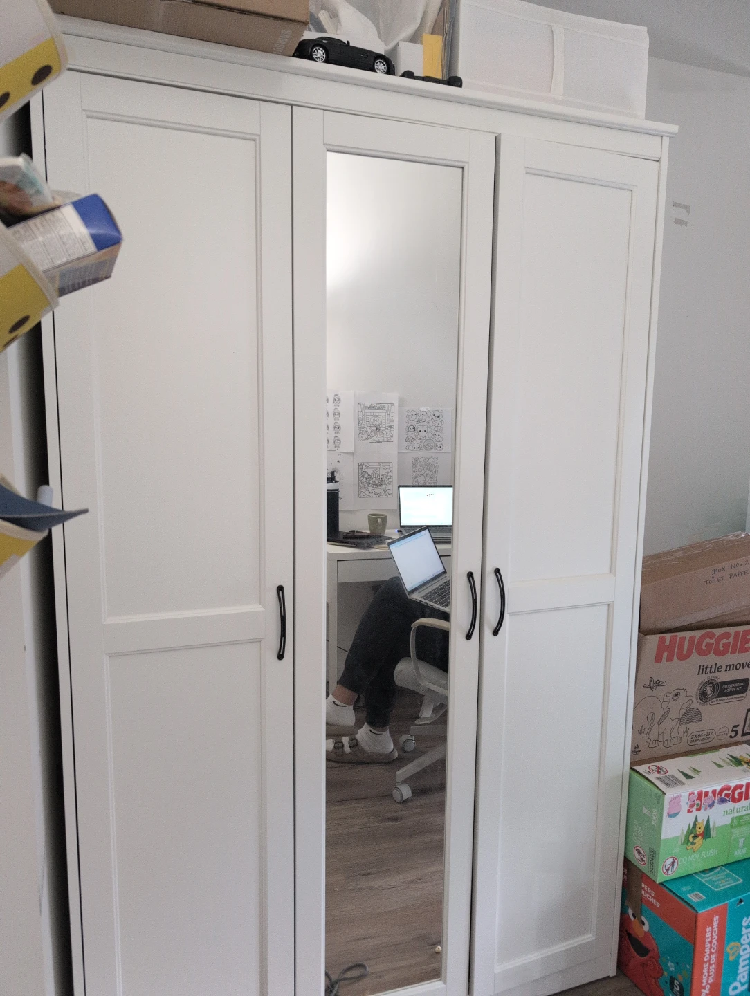 White Wardrobe with Mirrored Doors Ikea