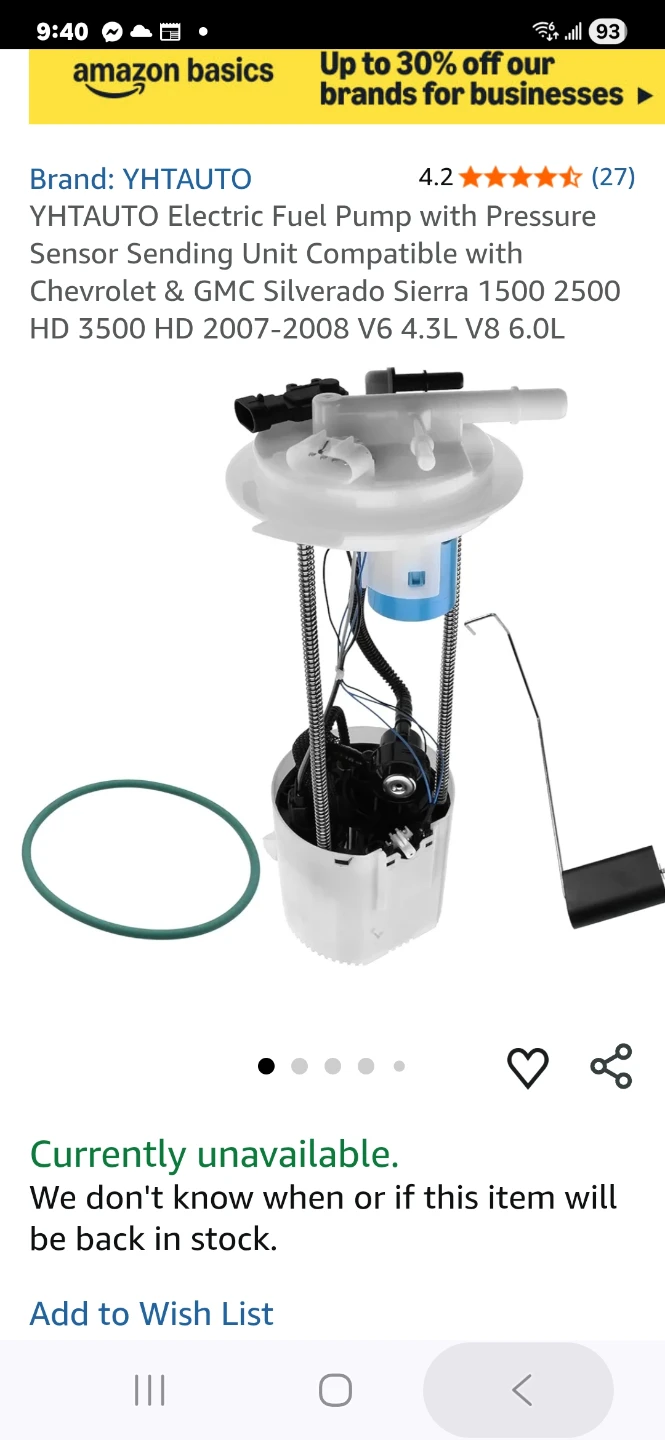 YHTAUTO Electric Fuel Pump w/ Pressure Sensor Sending Unit