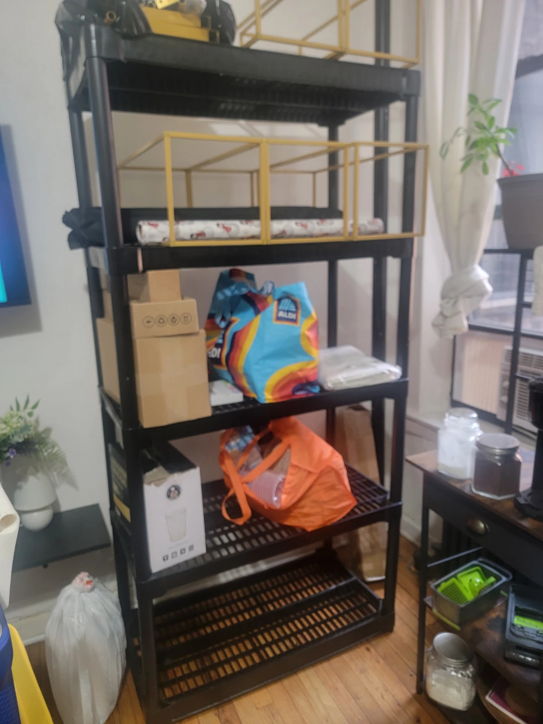 5-Tier Black Plastic Shelving Unit