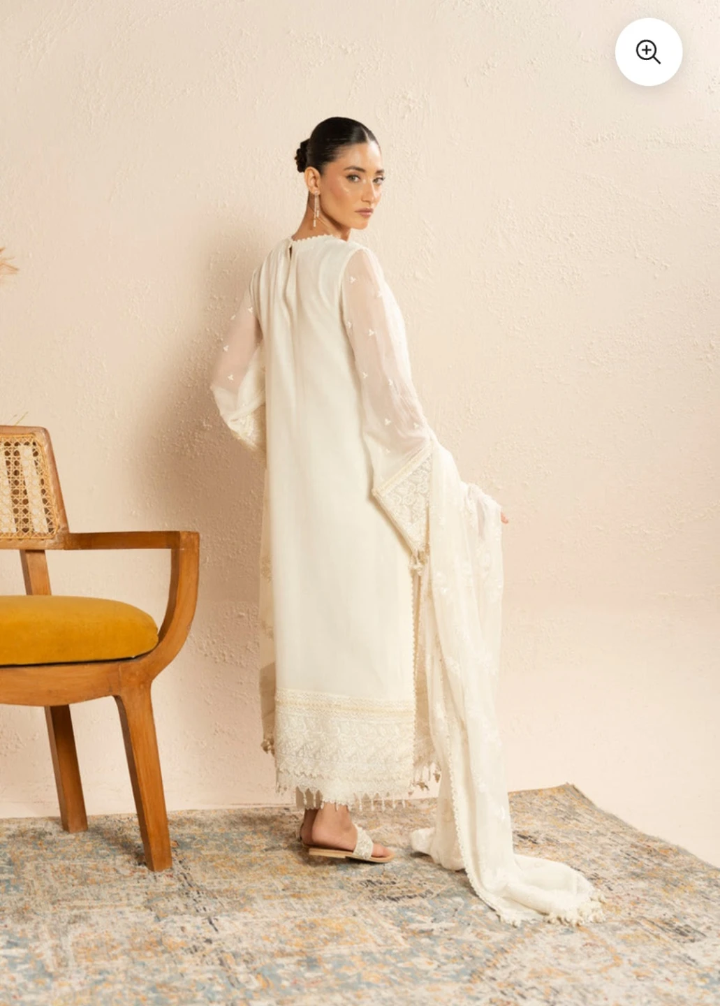 Women's White Embroidered Kameez Shalwar with Dupatta - photo 4