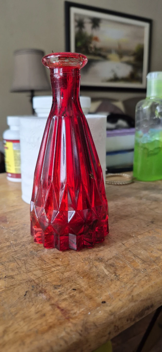 Red Glass Decorative Bottle