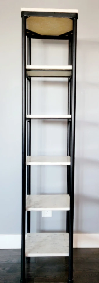 White Marble + Black heavy Metal combination shelves/Storage