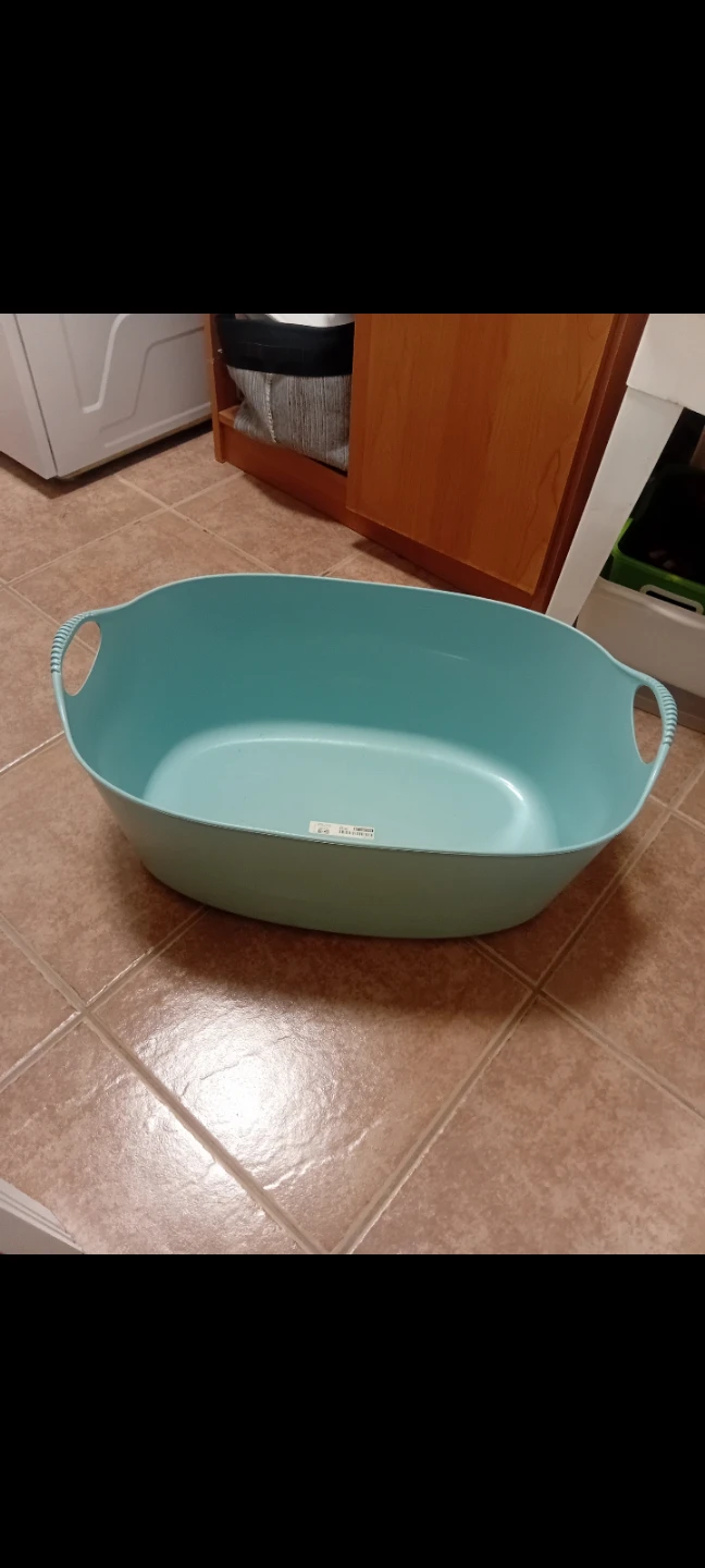 Aqua Teal Oval Laundry Basket