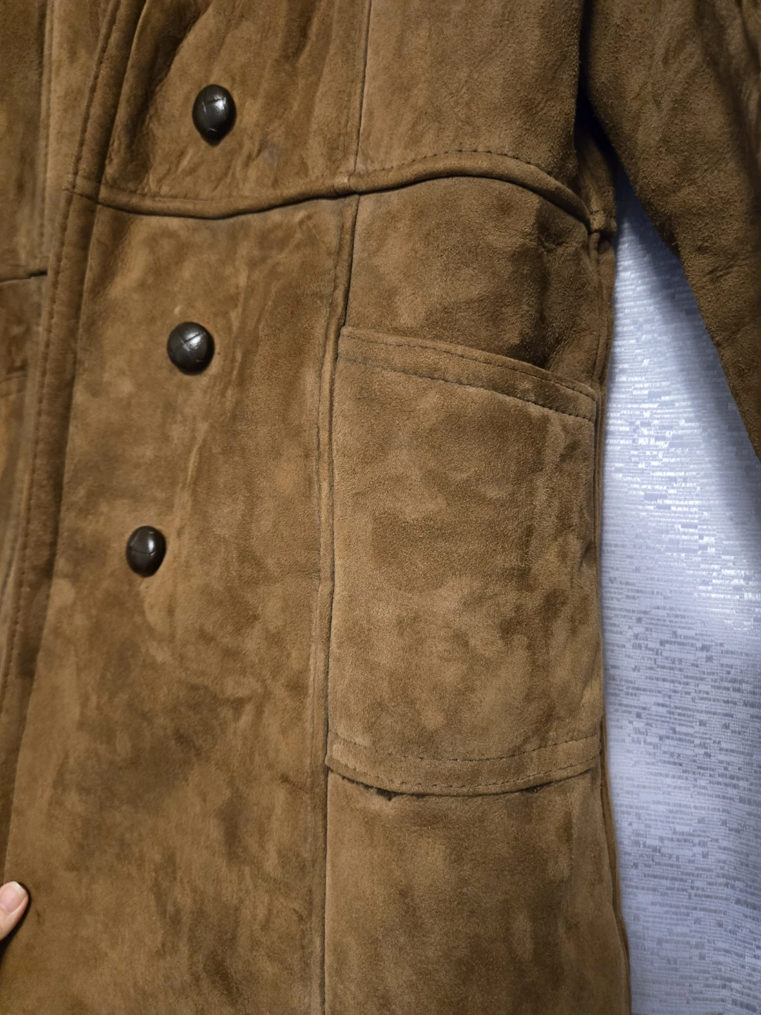 Vintage  Brown Suede Double-Breasted Shearling Lined Coat - photo 4