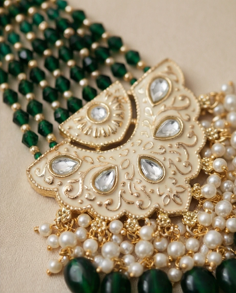 Elegant Green Beaded Chandelier Earrings - photo 2