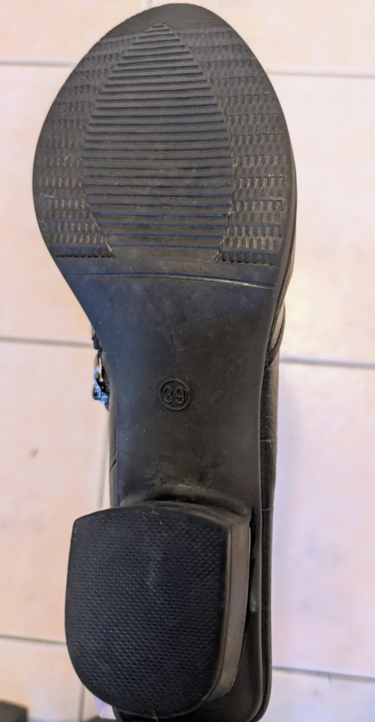 Black Faux Leather Ankle Boots Size 39 - photo 4