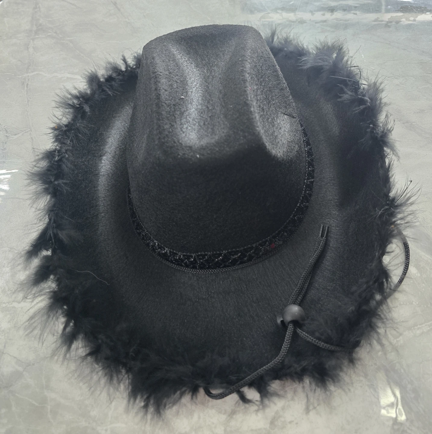 Black Feathered Cowboy Hat