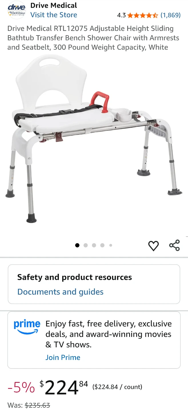 Drive Medical -Sliding Bathtub Transfer Bench Shower Chair - photo 3