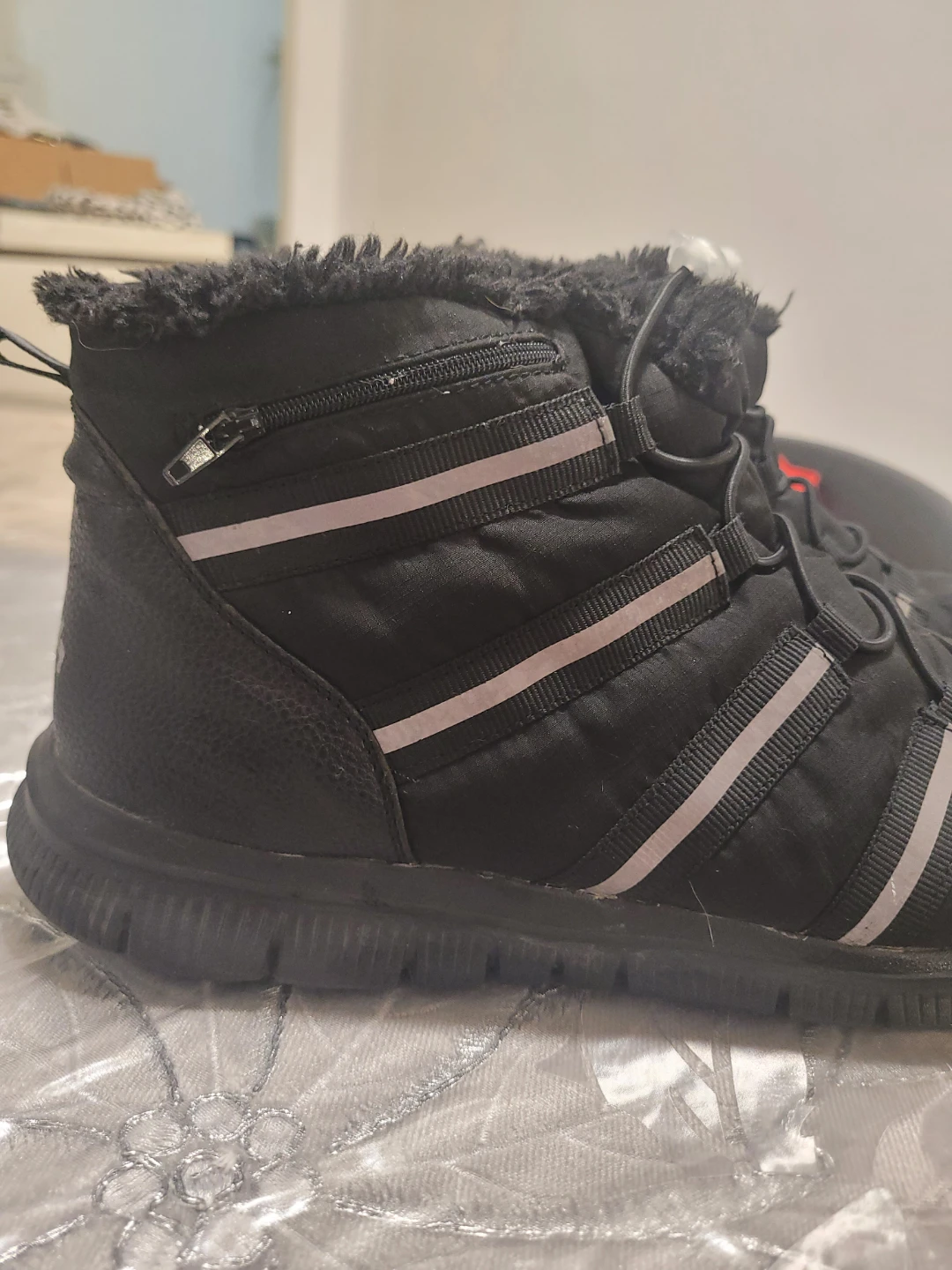 Black Winter Boots with Reflective Stripes - photo 2