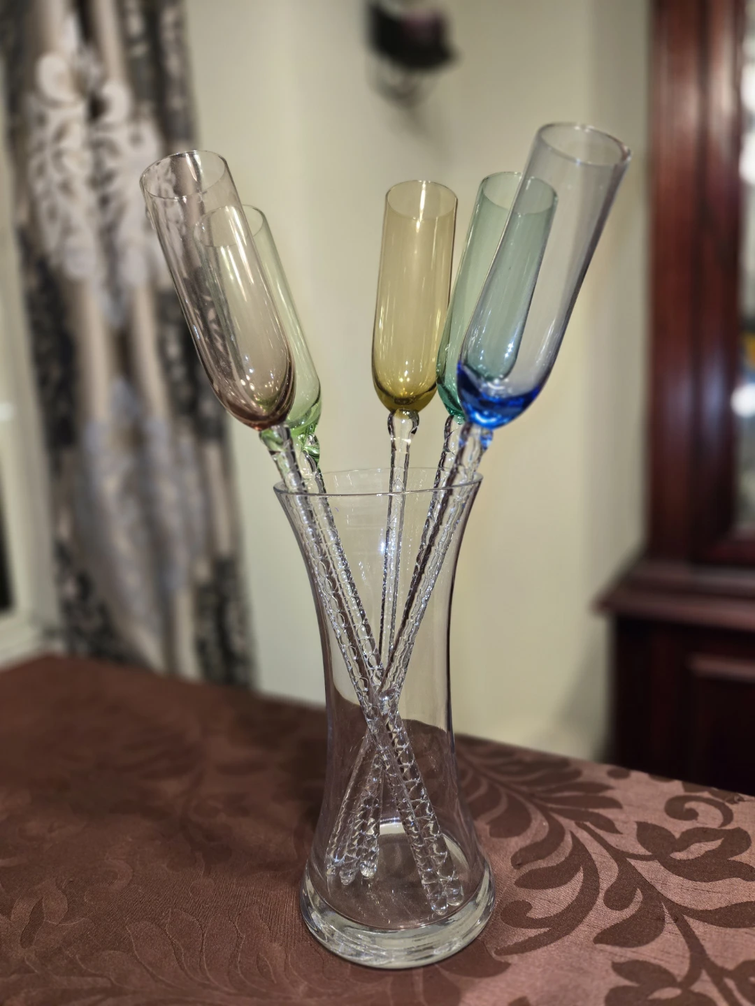 Set of 5 Coloured Stem Champagne Flutes