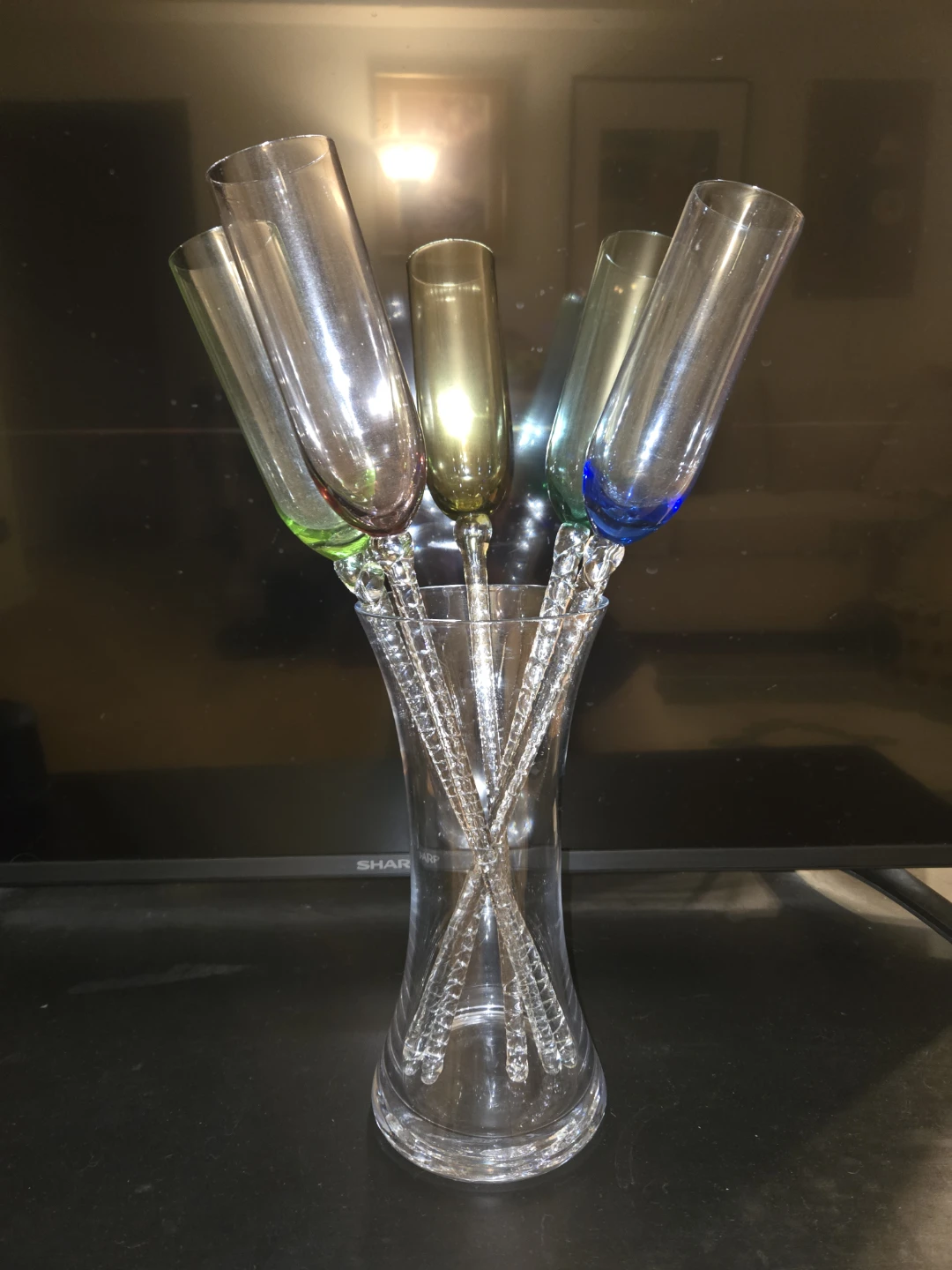 Set of 5 Coloured Stem Champagne Flutes - photo 3