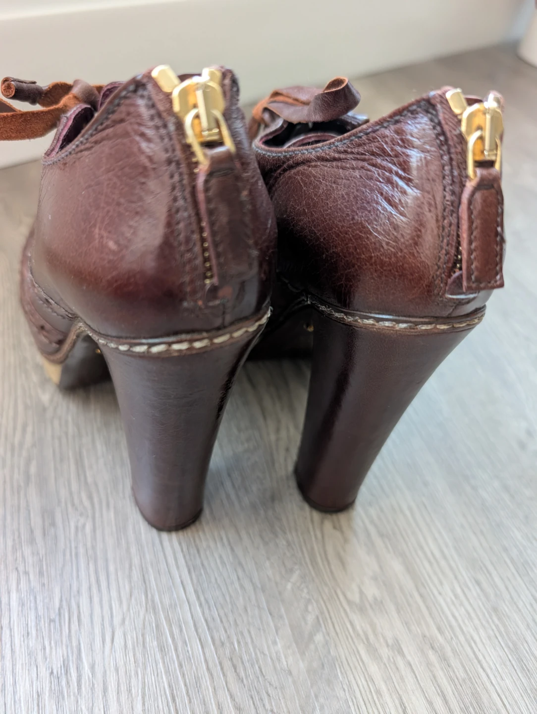 Prada Brown Leather Brogue Heel Oxfords - photo 3