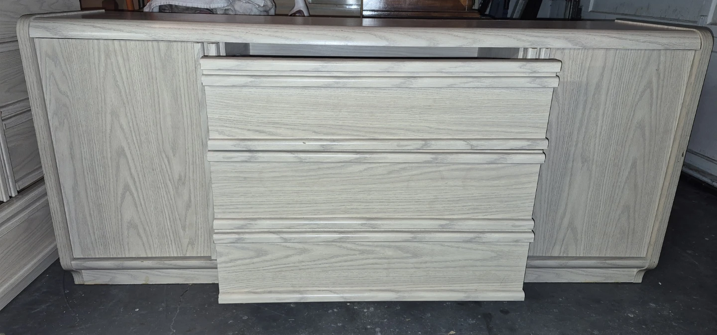 Light Wood Dresser with Drawers and Cabinets