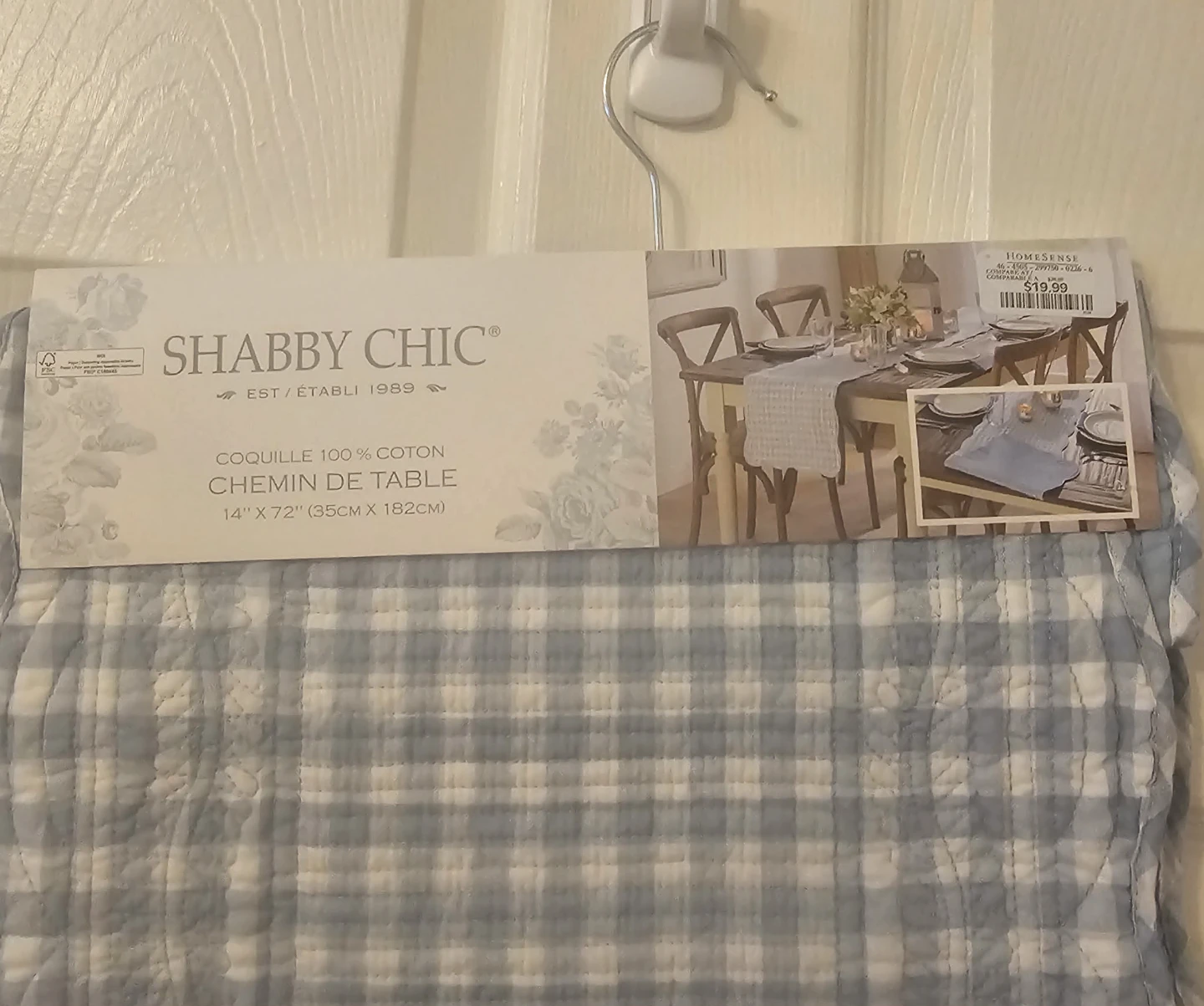 Blue and White Shabby Chic Checkered Table Runner - photo 4