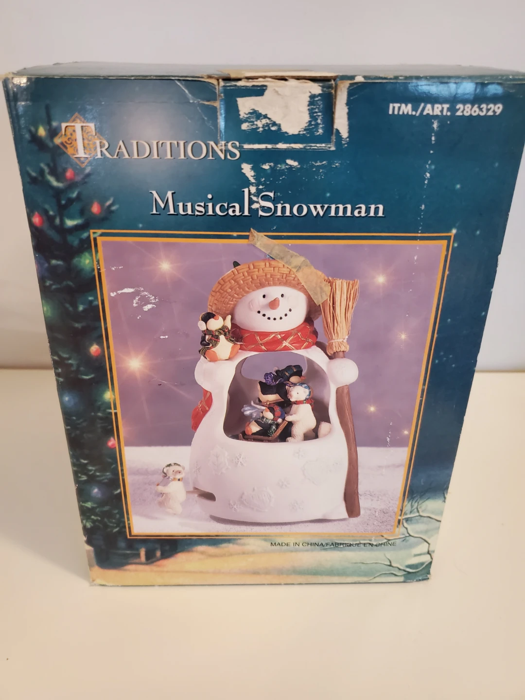 Musical Snowman Porcelain Figurine Plays Frosty the Snowman