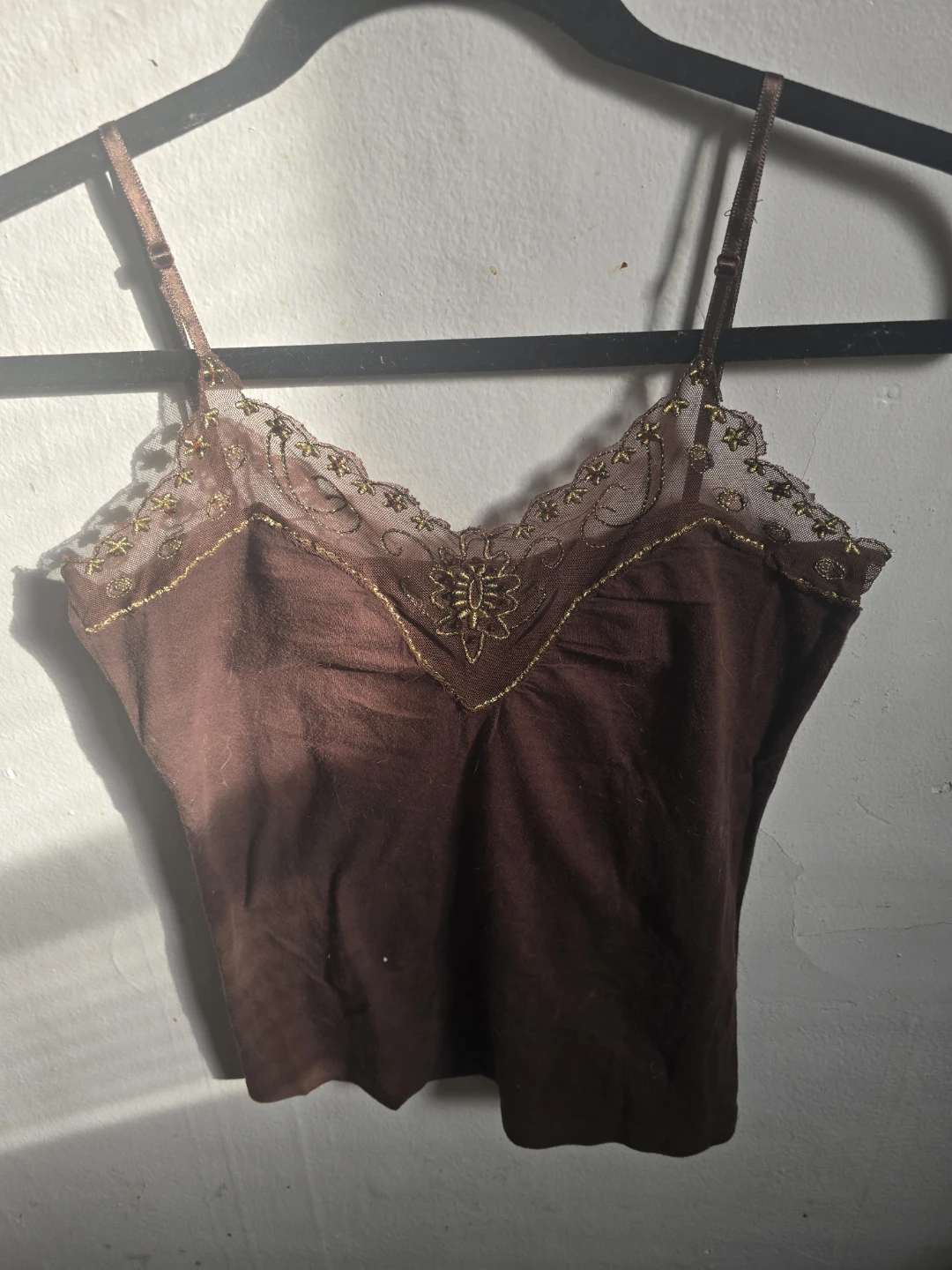 DKNY Jeans Brown Lace Trim Camisole Top - photo 2