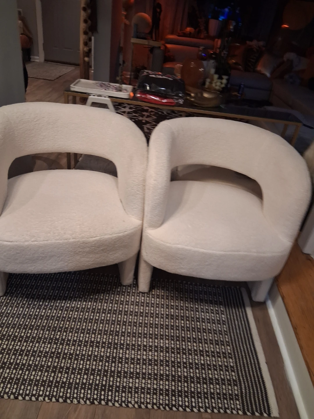 White Boucle Accent Chairs (Set of 2) - photo 2