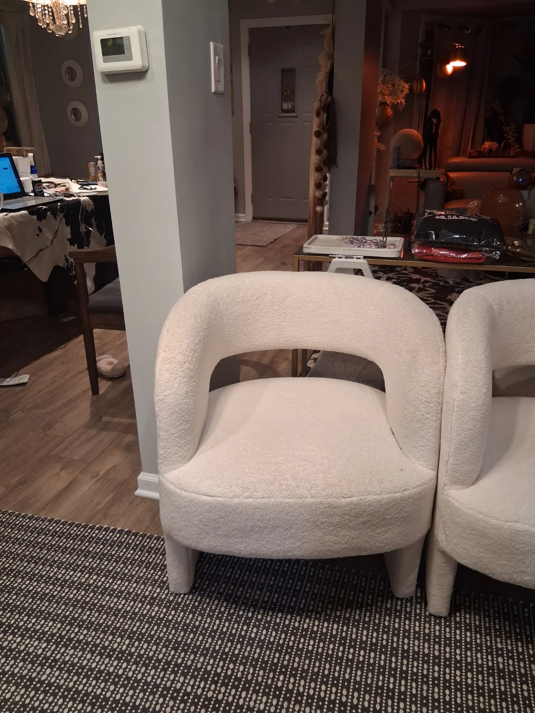 White Boucle Accent Chairs (Set of 2) - photo 3