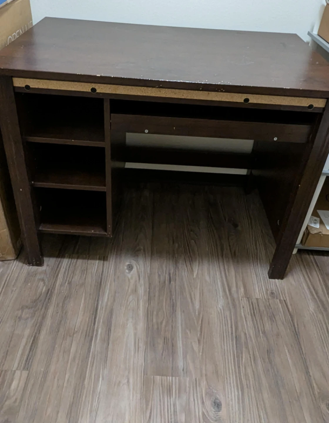 Dark Brown Computer Desk with Shelves