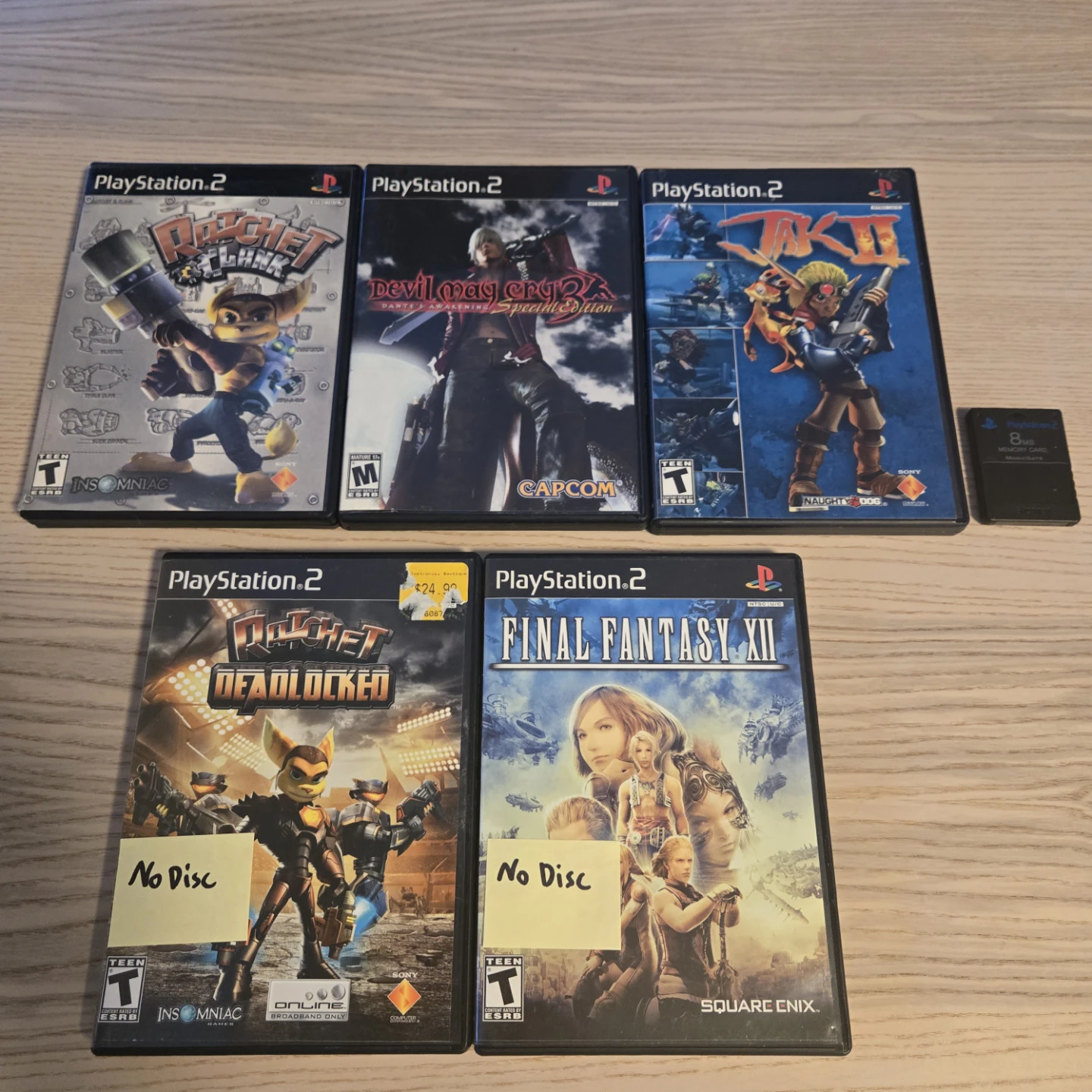 Ps2 games. Rachet, jak, dmc3. Memory card playstation 2