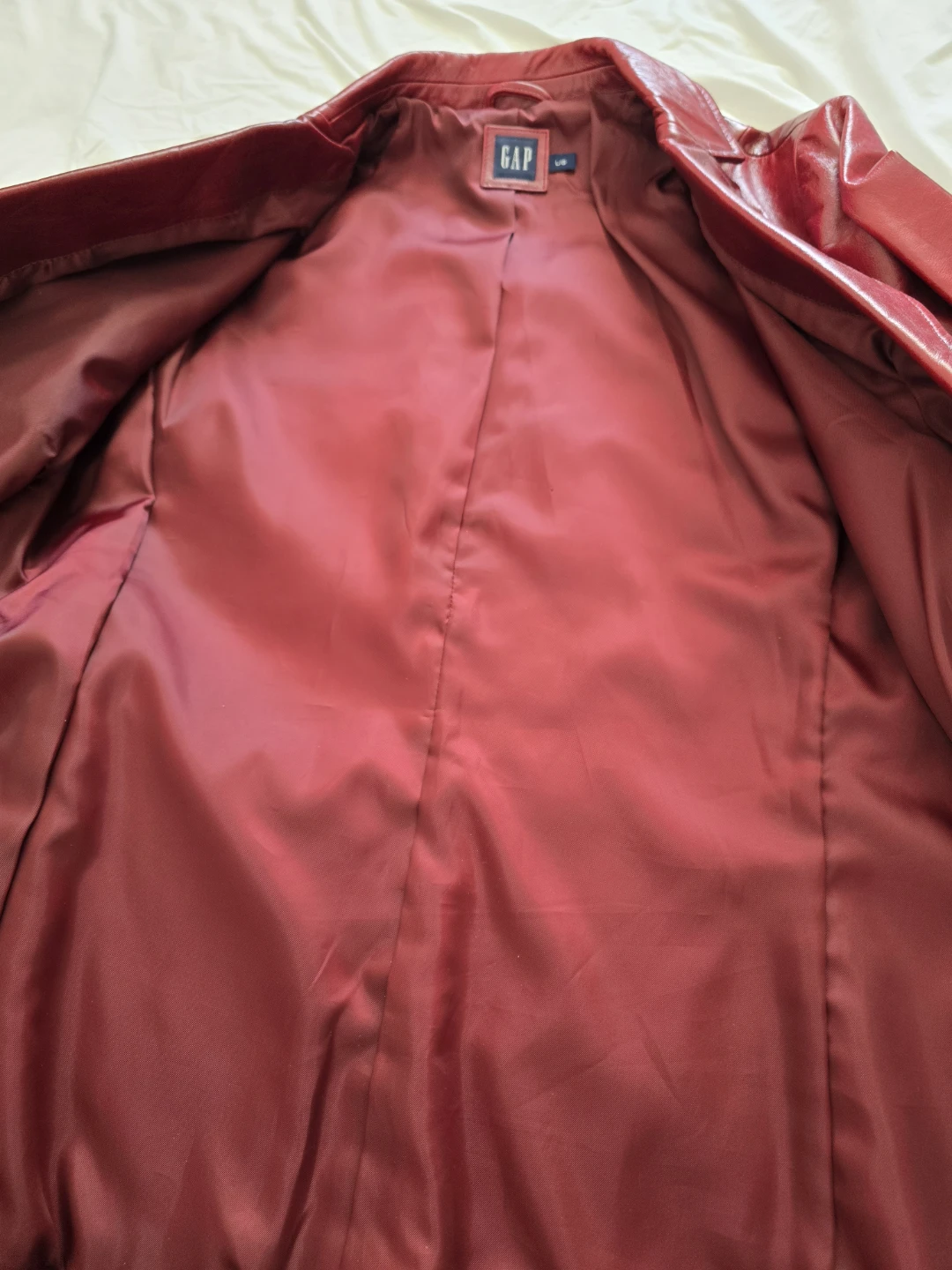 GAP Red 100% Leather Blazer Jacket - photo 3