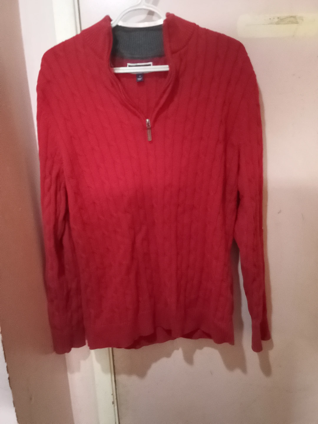 Club Room Men's Red Cable Knit 1/4 Zip Sweater - Medium - photo 2