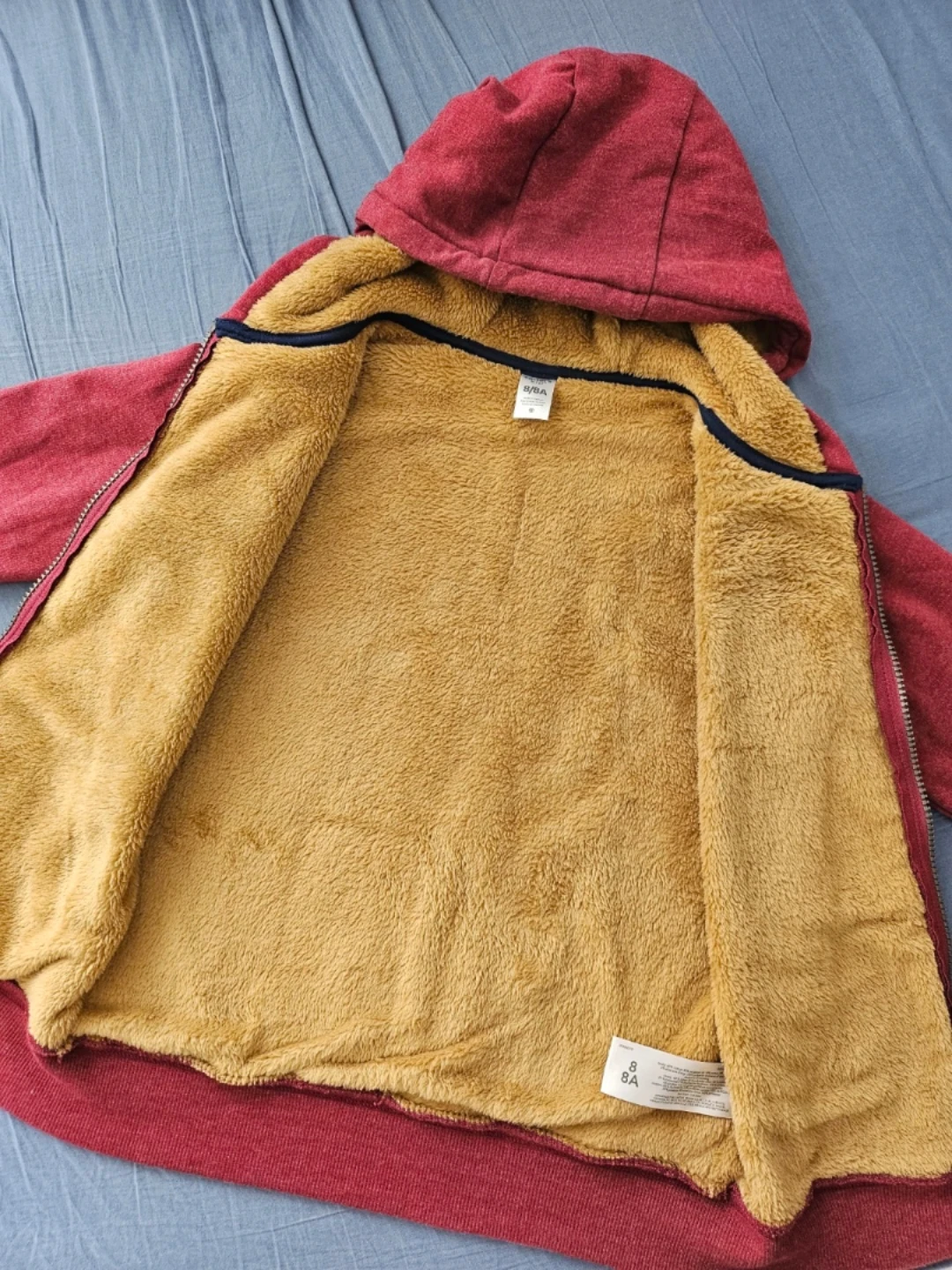 Carter's Kid's Hoodie Jacket Size 8/8A Red Fleece Lined 🏆 - photo 2