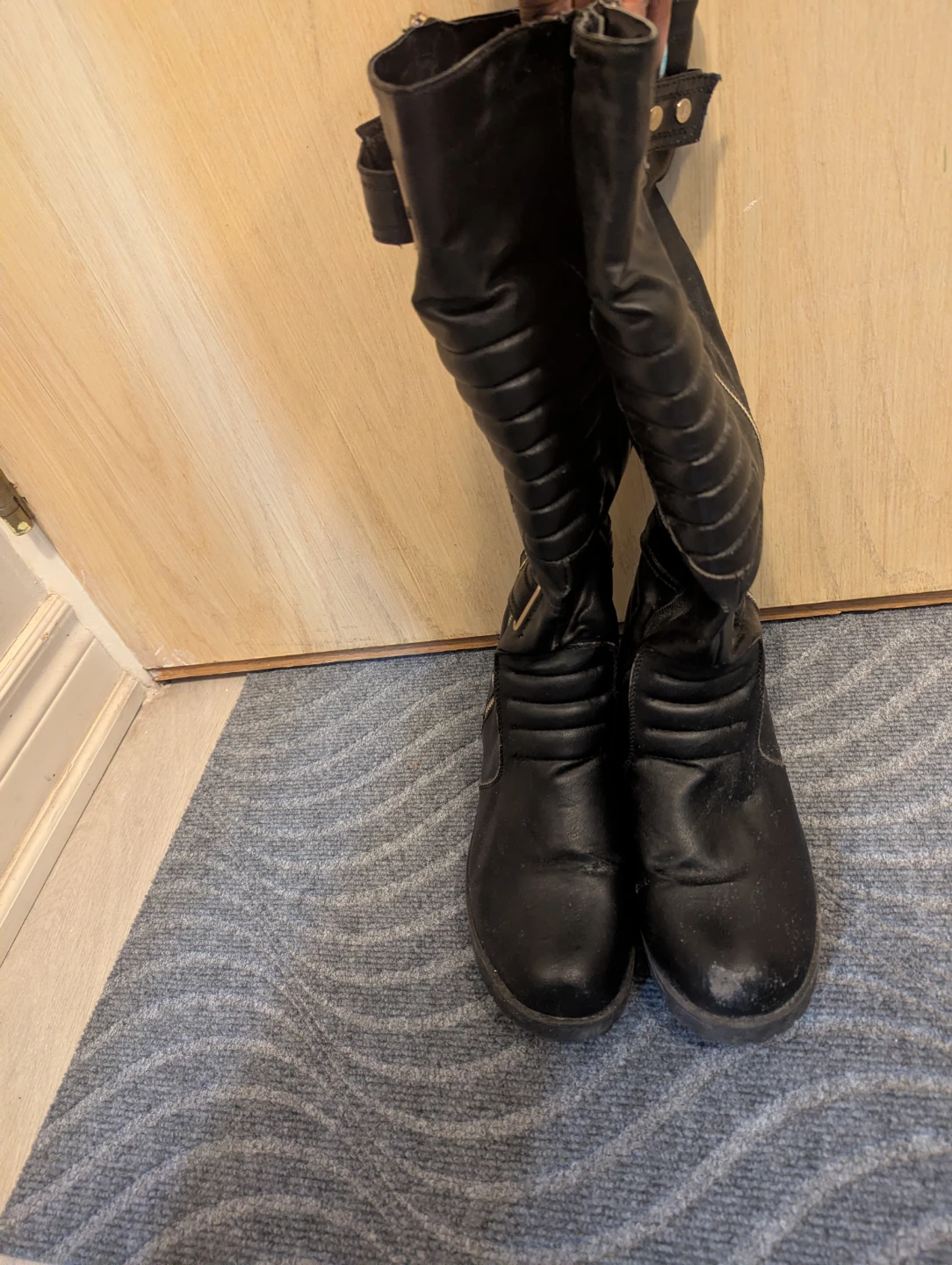 Black Faux Leather Riding Boots - photo 3