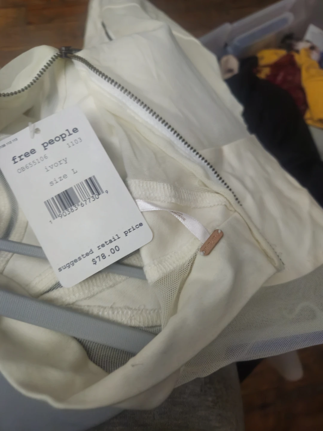 Free People Ivory Mesh Long Sleeve Top - Size L - photo 3