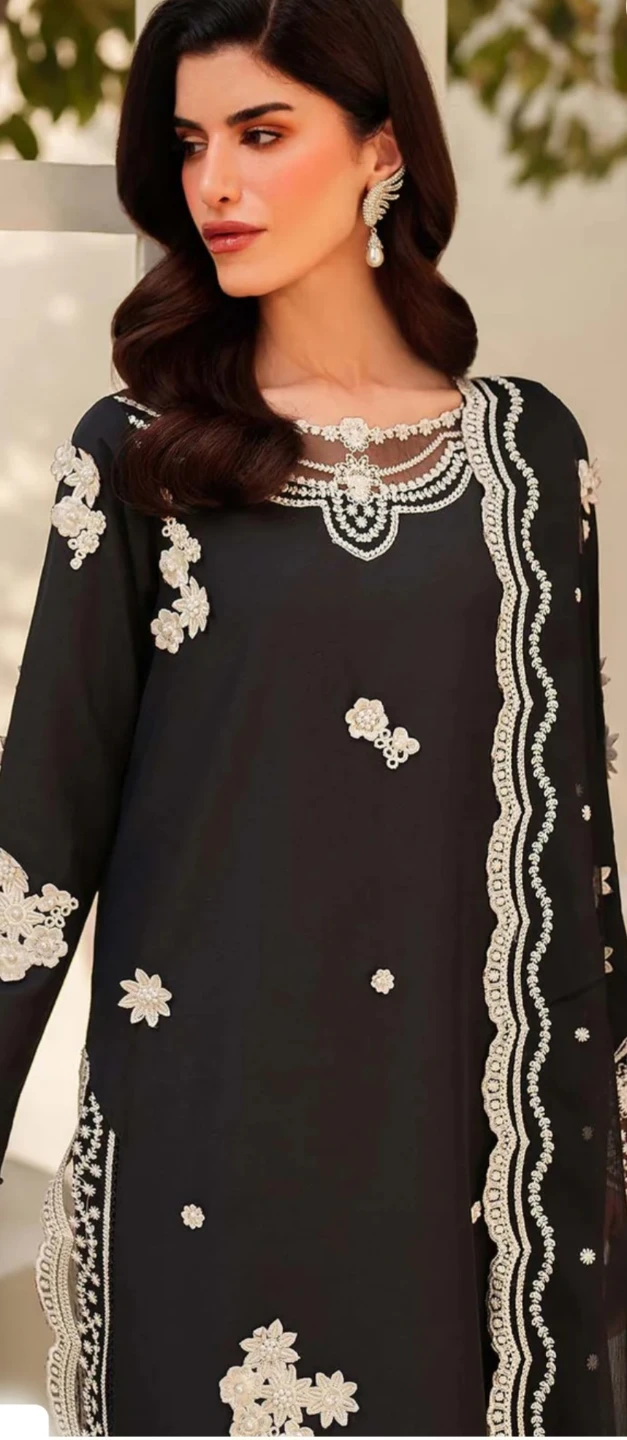 Black Embroidered Dress with Dupatta - photo 4