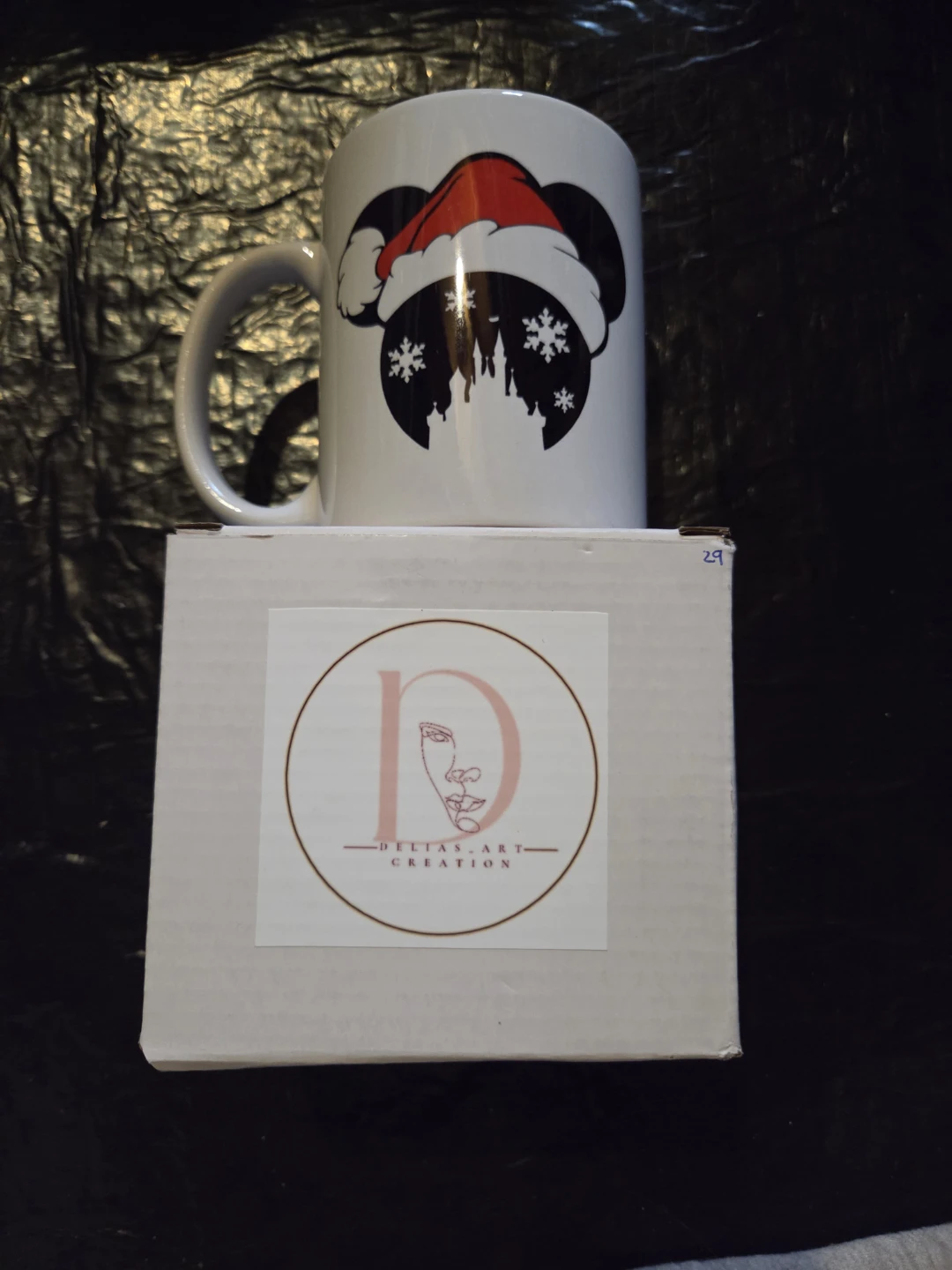 Mug with Mickey Mouse Santa Hat Design