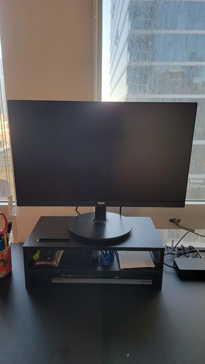 Black Monitor Stand with Storage and Cable Management - photo 3