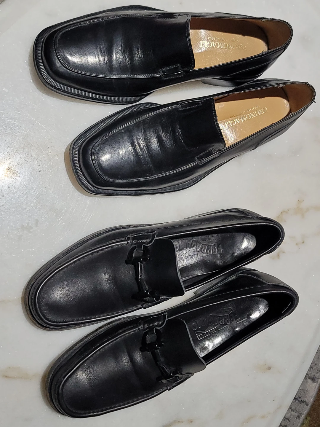 Salvatore Ferragamo & Bruno Magli Black Leather Loafers