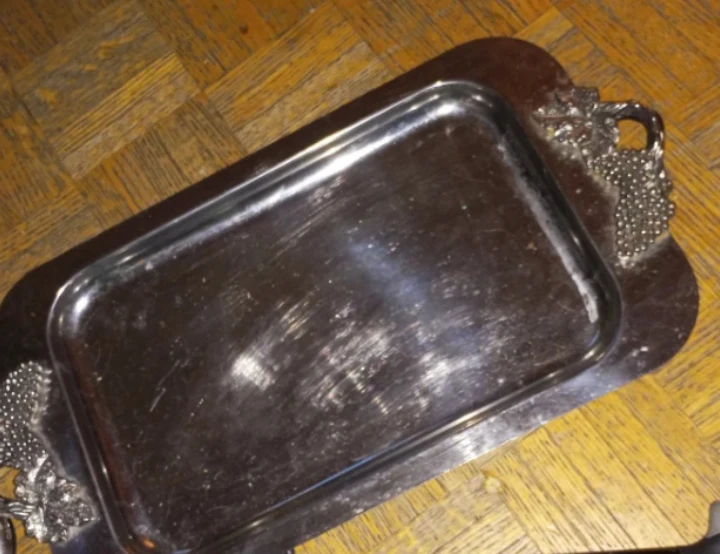 Vintage Antique Serving Tray with Grape Handles - photo 2