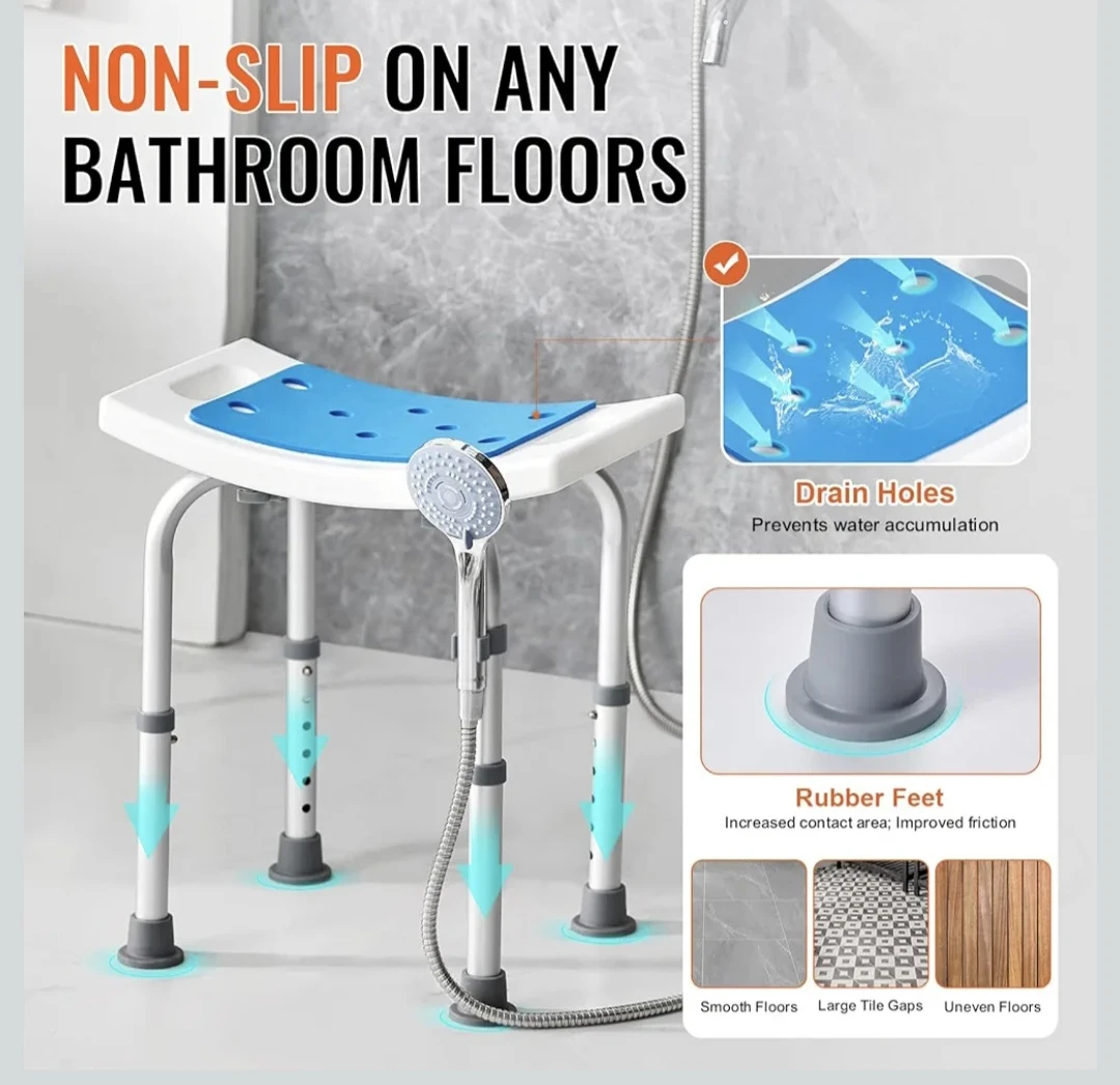 🏆 Adjustable Shower Chair with Handheld Shower Holder - photo 3