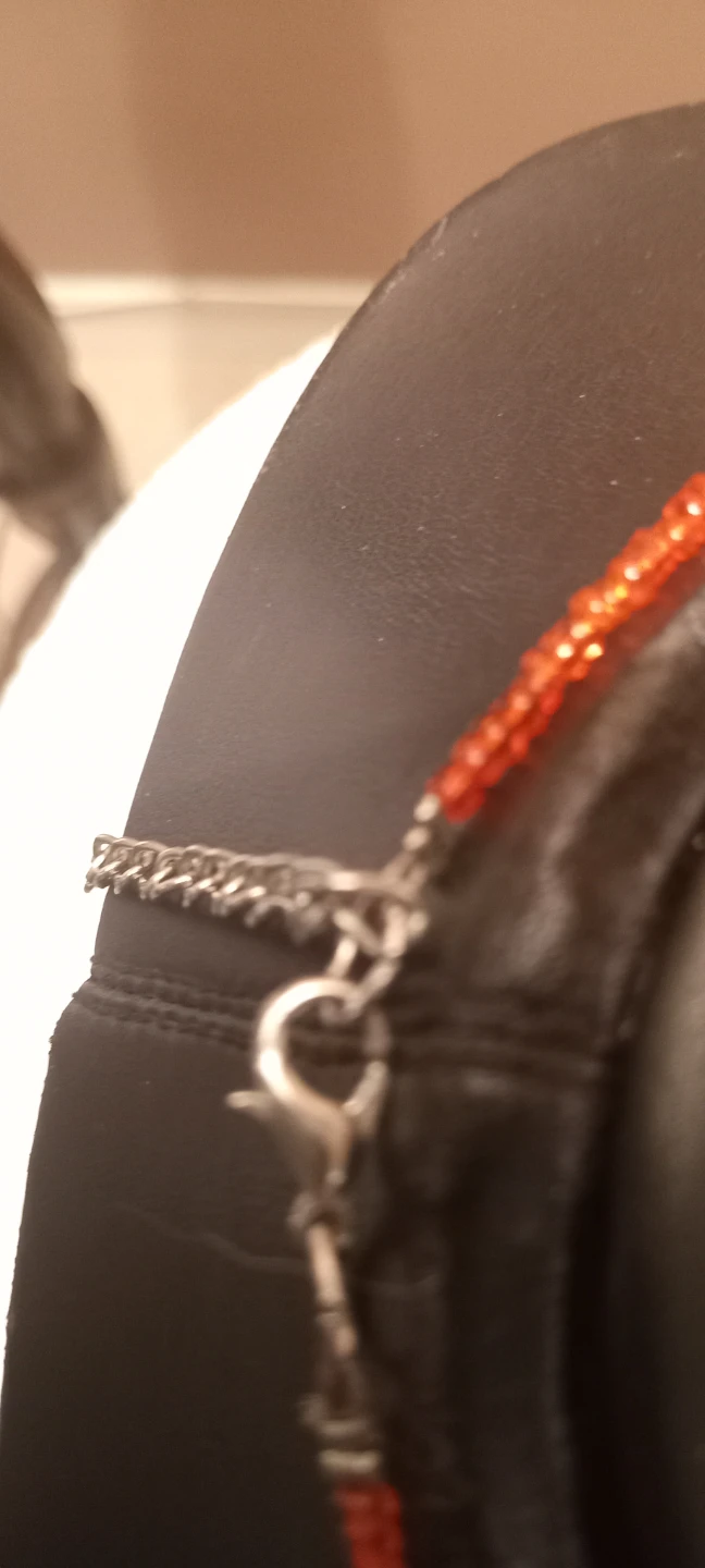 Orange  Beaded Necklace with Heart Pendant - photo 2