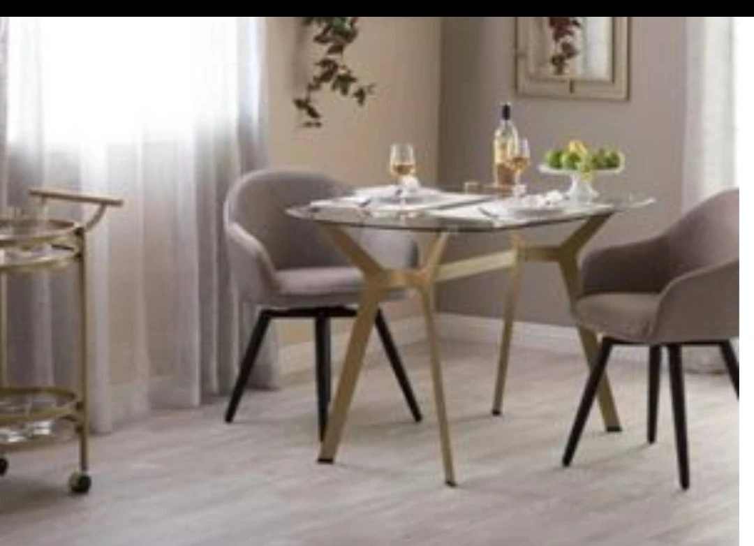Glass Top Dining Table with Gold Legs