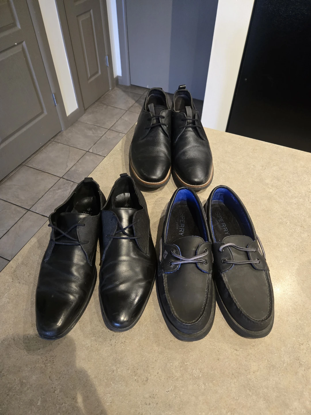Black leather shoe collection