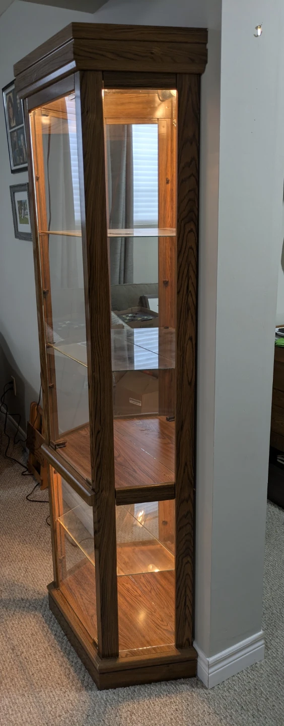 Wooden Curio Display Cabinet with Glass Shelves and 2 Lights - photo 4